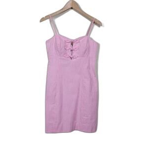 Lilly Pulitzer Striped Mini Dress Petra Style Women 4 Pink White Cotton Straps